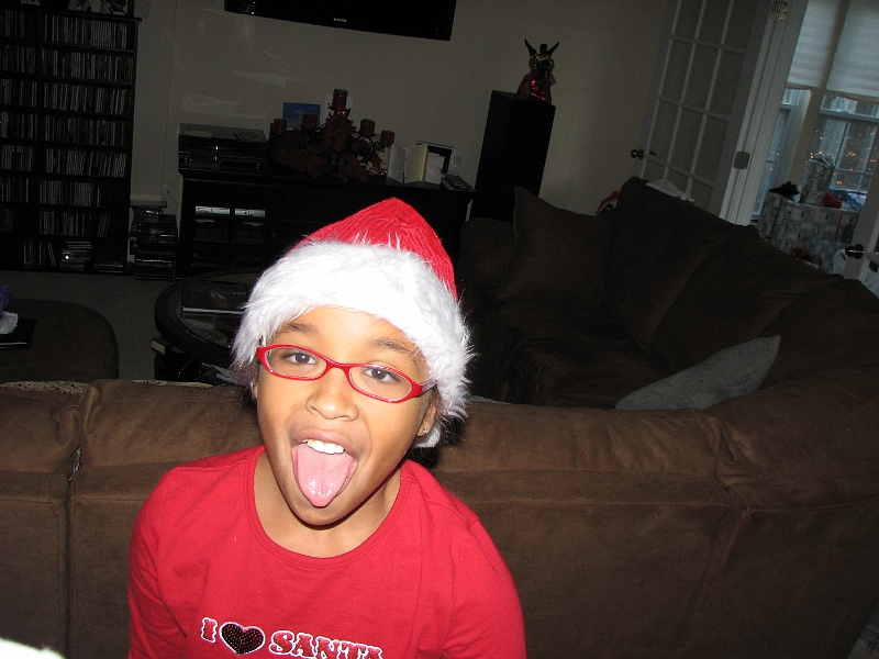 Xmas_2008_047.JPG - Kass showing some tongue dexterity.  Note the hat in it's relaxed state...