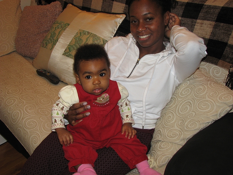 Xmas_2008_314.JPG - Auntie Kathy stopped by to see Mikayla for the very first time!