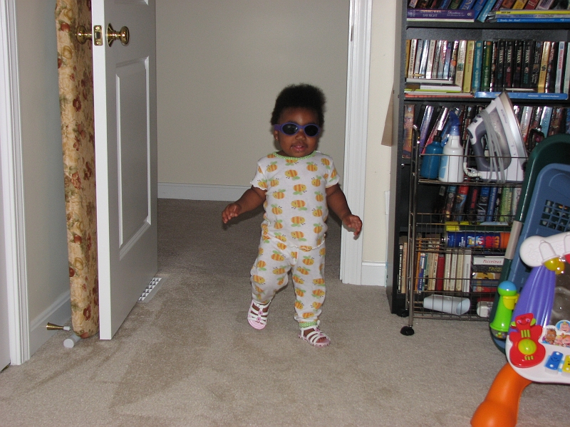 Mikayla_Mix_030.JPG - Pink sandles, green pajamas and purple shades...stylin!  LOL