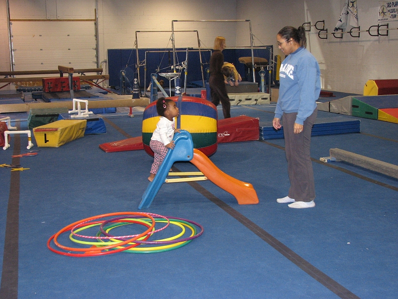 Misc_2009_2010_576.JPG - Mikayla's other passion...the slide.  Unfortunately, this was a gymnastics class for toddlers