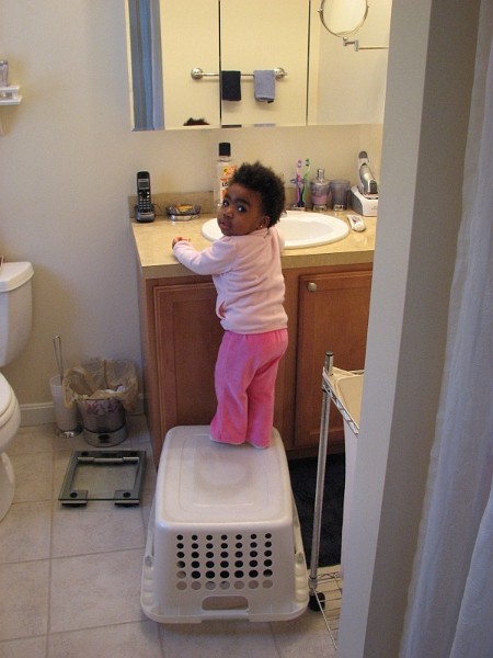 Misc_2009_2010_750ed.jpg - And finally, her passion for climbing.  Isn't she cute when caught red-handed? LOL