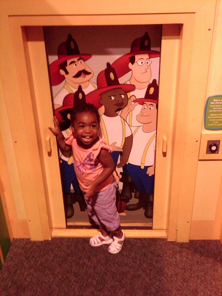 Misc_2009_2010_872.jpg - Curious George elevator of firefighers, with working doors that M loved to open and close, open and close, open and close....