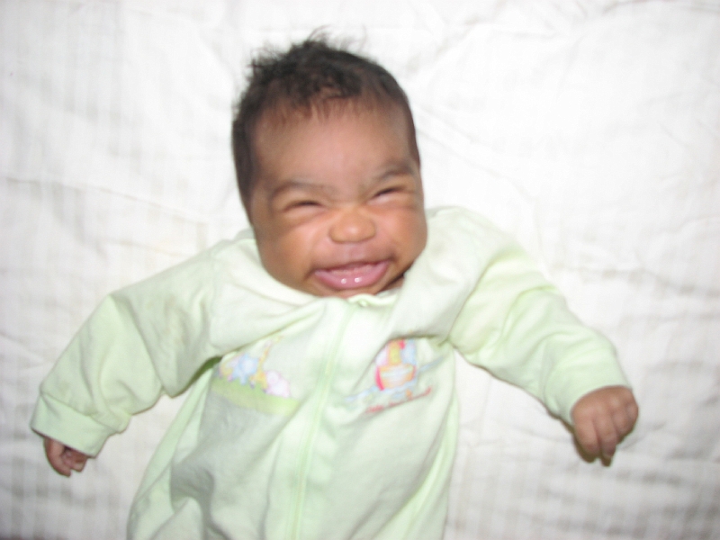 More_Mikayla_290.JPG - And for you naysayers, this is not gas.  She's been smiling a lot lately, but this grin:  Imagine if she had teeth!  LOL