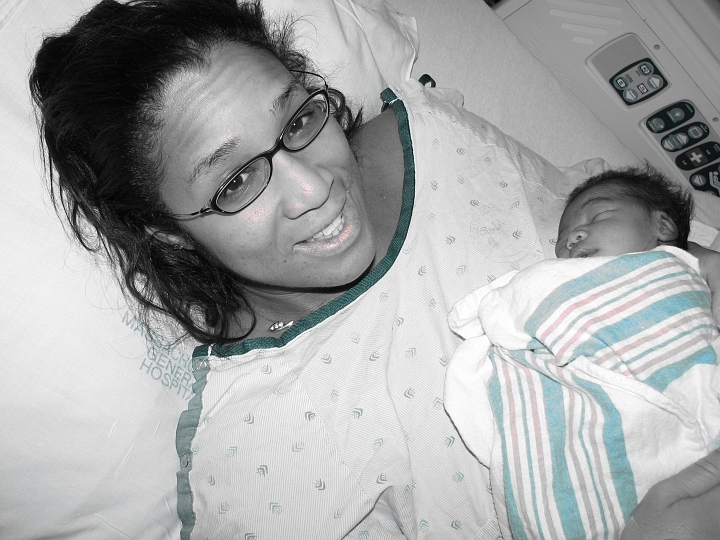 Mikayla_s_Birth_092.jpg - Insert gratuitous special effects photo here.  Yes that look on Kim's face is hiding the fact that I've taken one-too-many photos.  *grin*